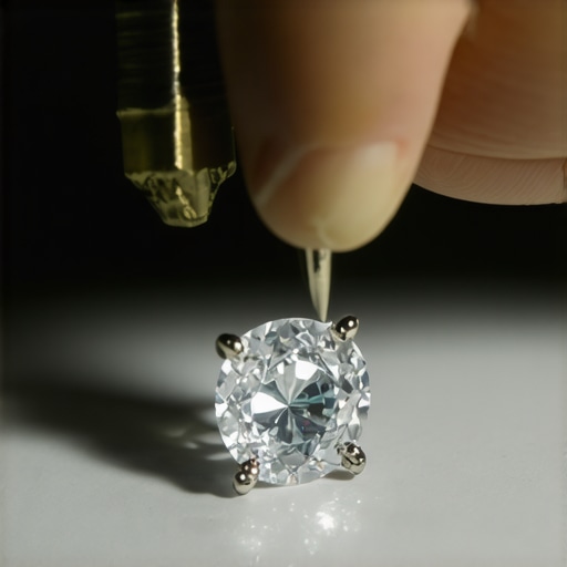 Jeweler carefully setting a gemstone using precision tools.