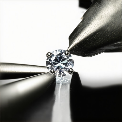 Jeweler meticulously setting a gemstone with precision tools