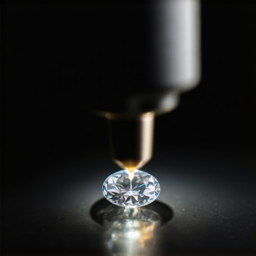 Jeweler examining gemstone with magnifying glass for secure setting