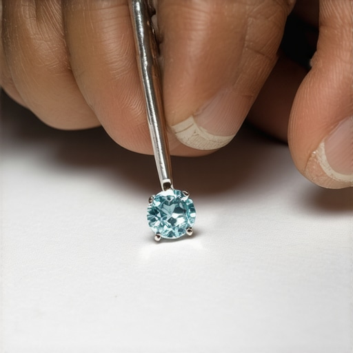 Jeweler meticulously setting a gemstone with precision tools