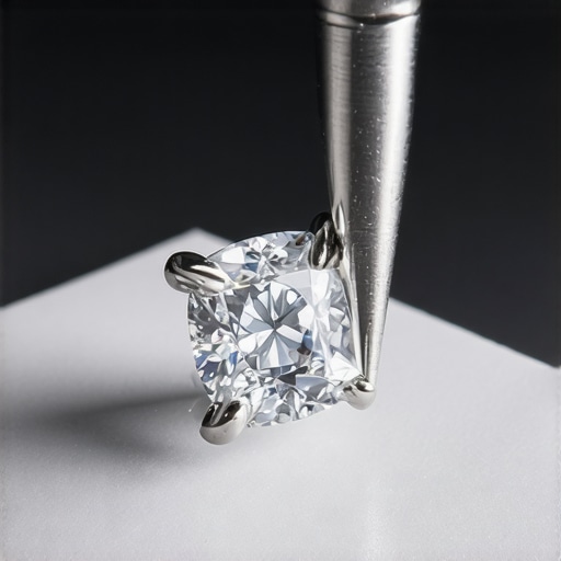 Jeweler's hand using precision tools to set a gemstone in a high-end ring