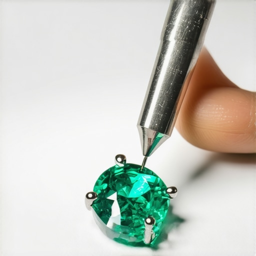 Close-up of jeweler setting a gemstone with precision tools