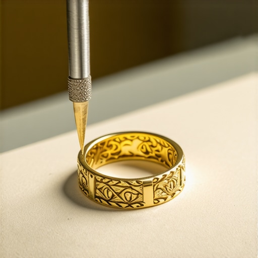 Jeweler engraving detailed patterns on a gold ring with precision tools