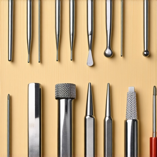 Jeweler's tools including prong pushers and bezel rollers arranged on a workbench.