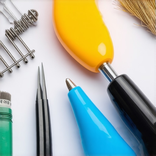 Collection of high-precision jewelry repair tools including micro torch, tweezers, and magnifier.