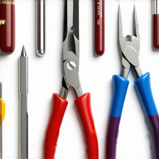 A detailed view of jeweler's pliers and engraving tools used for jewelry maintenance and repair.