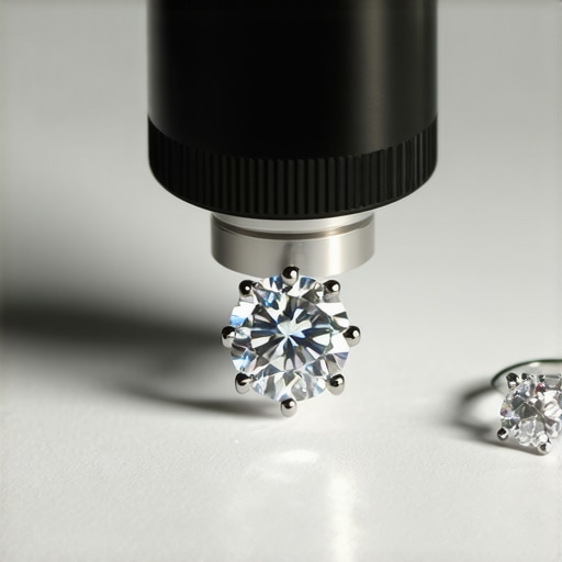 Jeweler inspecting a diamond with a magnifying loupe, checking for flaws and secure settings.