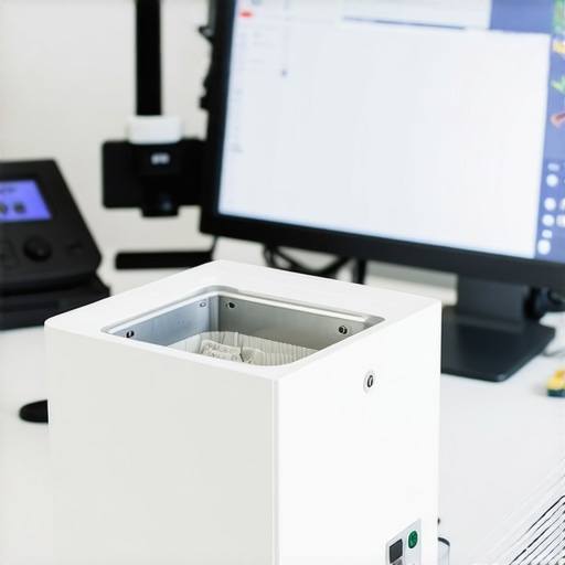 A detailed view of professional jewelry repair tools including ultrasonic cleaner, magnifying loupe, and design software interface.