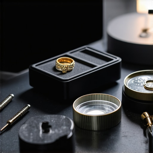 Jewelry inspection tools and ultrasonic cleaner on a workbench