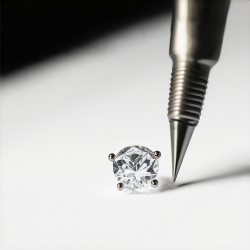 A jeweler examining a gemstone setting with tools for wear and damage