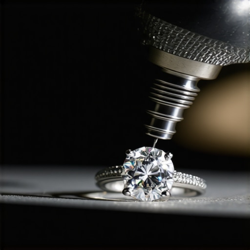 A jeweler examining a ring with a magnifying glass to detect loose stones