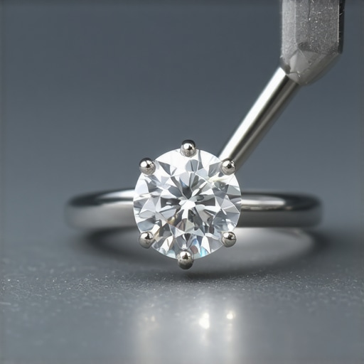 Jeweler re-tipping prong on diamond ring with specialized tools